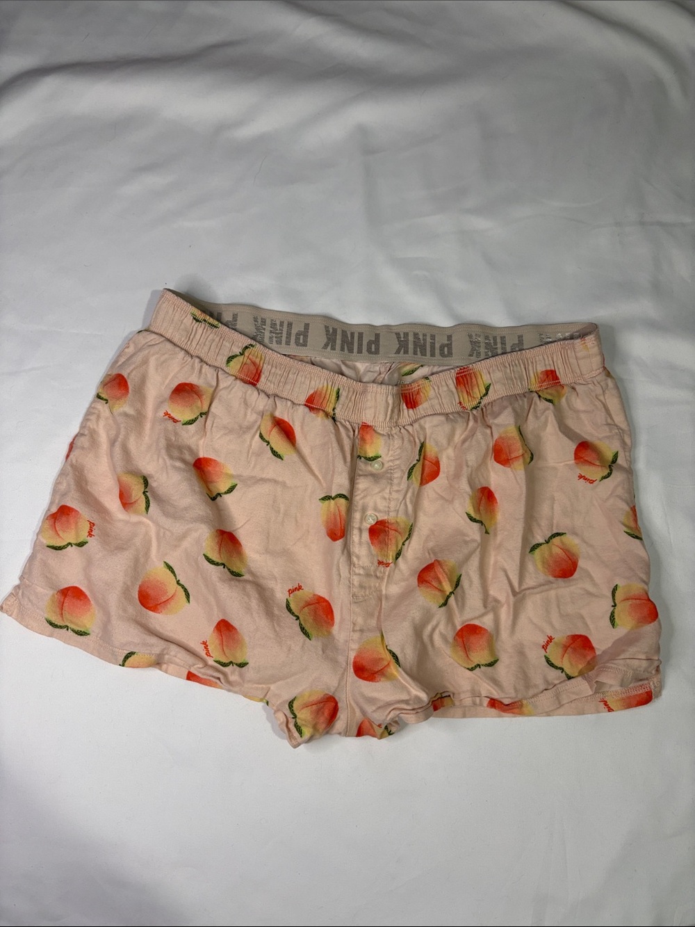 Victoria's Secret PINK All Over Peach Print Flannel Sleep Boxy Boxer Style Short